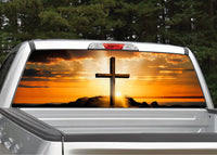 Cross Sunset V2 Christian Rear Window Decal
