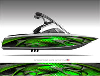 Hydroplane (Green) Diamond Plate Metal Boat Wrap Kit
