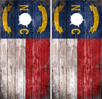 North Carolina Flag V3 Distressed Wood Cornhole Wraps
