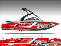 Ravage (Red) Abstract Boat Wrap Kit