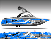 Ravage (Blue) Abstract Boat Wrap Kit