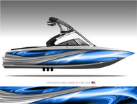 Shockwave (Blue) Abstract Boat Wrap Kit