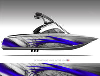 Sidewinder (Blue) Abstract Boat Wrap Kit