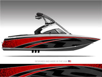 Stealth (Red) Abstract Boat Wrap Kit