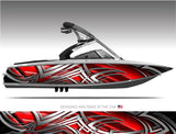 Stingray (Red) Abstract Boat Wrap Kit