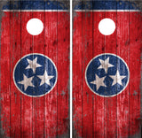 Tennessee Flag V3 Distressed Wood Cornhole Wraps