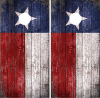 Texas Flag V3 Distressed Wood Cornhole Wraps