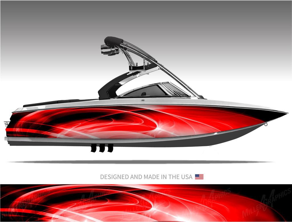 The Abyss (Red) Abstract Boat Wrap Kit