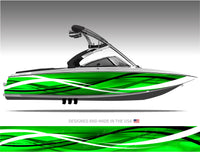 Vendetta (Green) Abstract Boat Wrap Kit