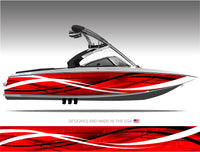 Vendetta (Red) Abstract Boat Wrap Kit