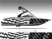 American Flag (black and white) Boat Wrap Kit