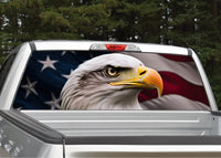 Bald Eagle V5 Waving American Flag Rear Window Decal
