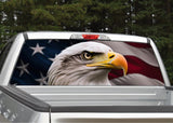 Bald Eagle V5 Waving American Flag Rear Window Decal