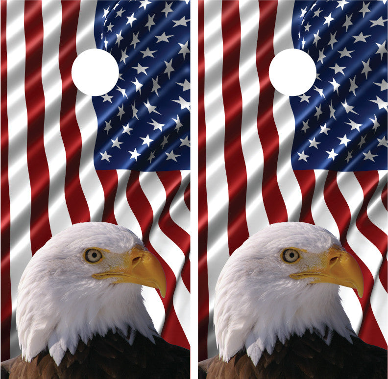 American Flag Bald Eagle #2 Cornhole Wraps
