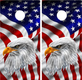 American Flag Bald Eagle #3 Cornhole Wraps