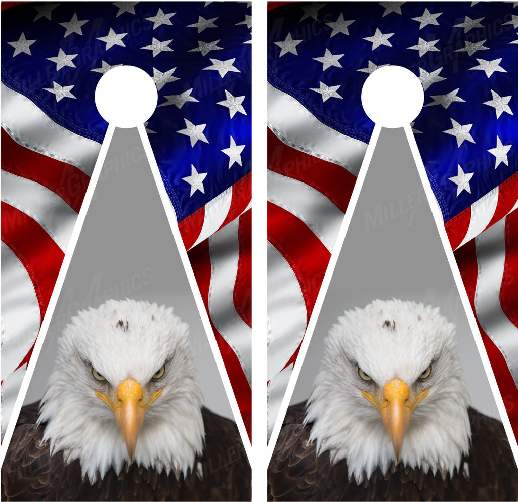 American Flag Bald Eagle #4 Cornhole Wraps