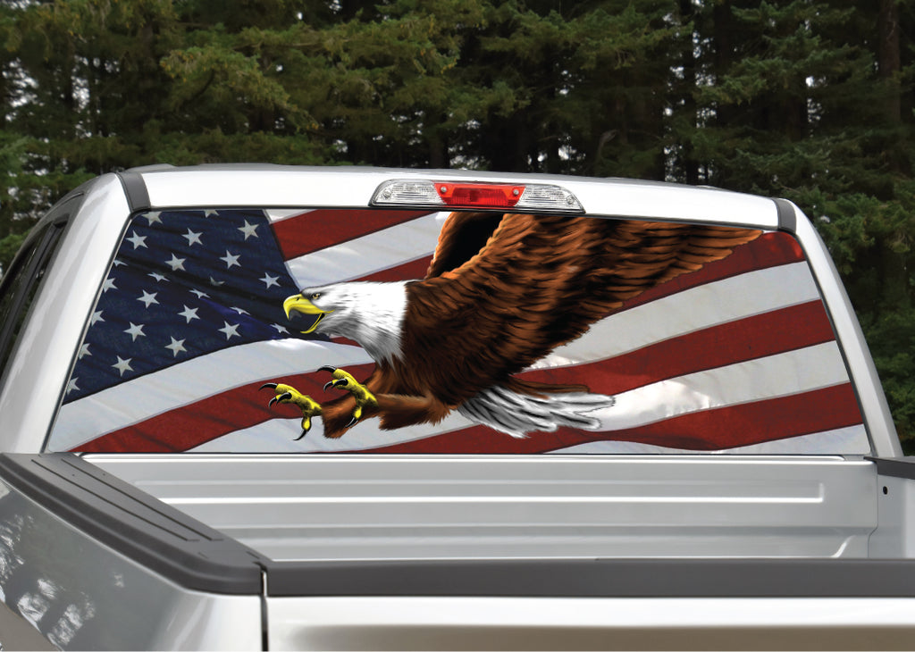 American Flag Screaming Eagle Rear Window Decal