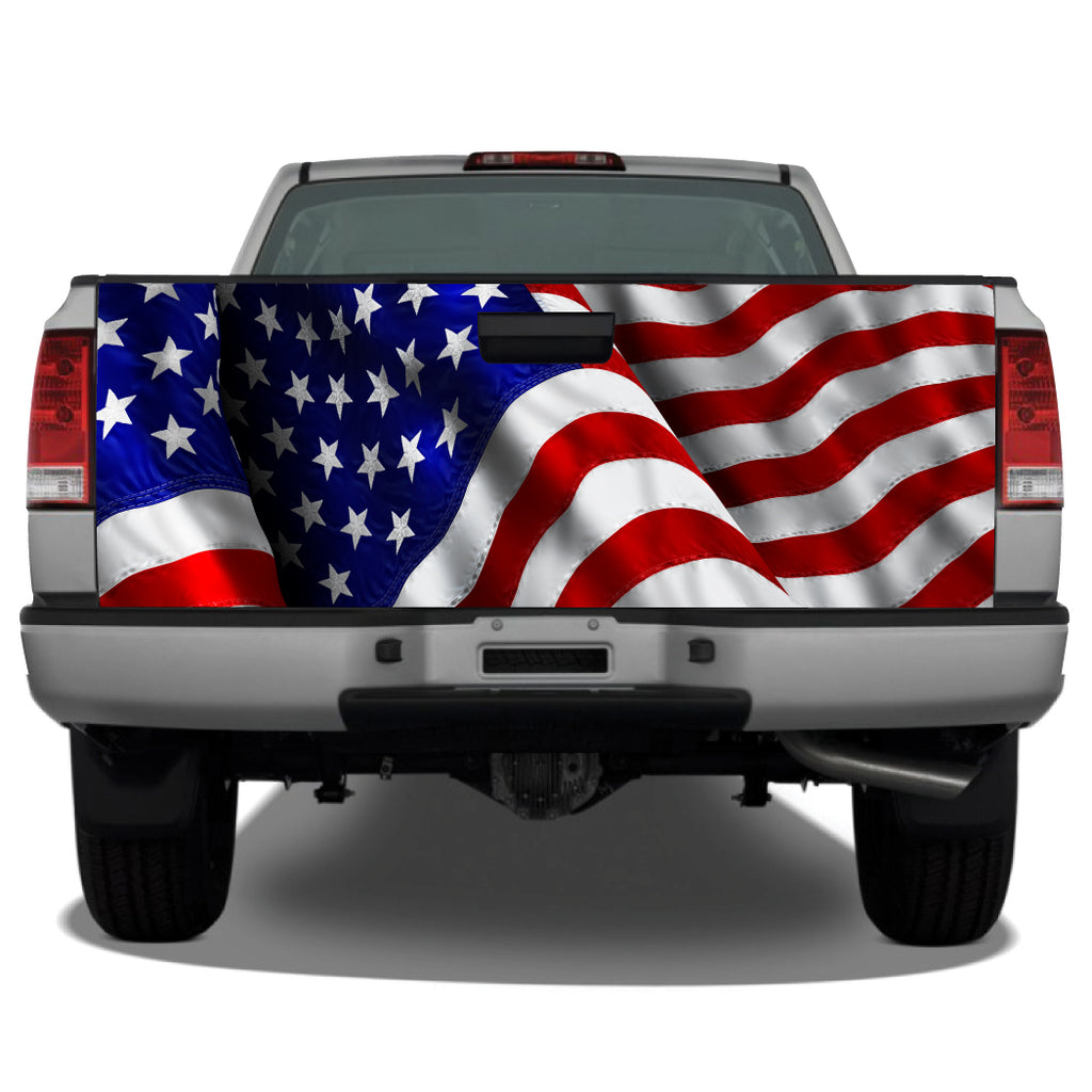 American Flag Waving #4 Tailgate Wrap