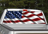 American Flag Waving #7 Rear Window Decal
