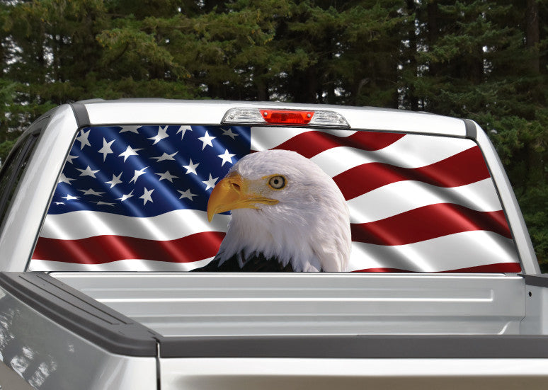American Flag Bald Eagle Rear Window Decal