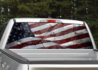 American Flag Cracked Rock Rear Window Graphic