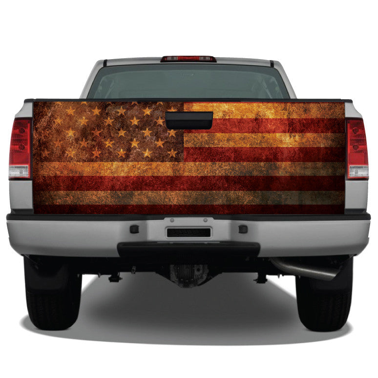 American Flag Distressed Rust Tailgate Wrap