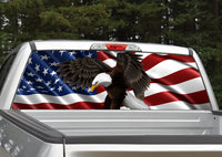 American Flag Flying Bald Eagle Rear Window Decal