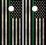 American Flag "Thin Green Line" Cornhole Wraps