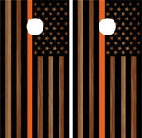 American Flag "Thin Orange Line" #4 (Black) Woodgrain
