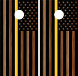 American Flag "Thin Yellow Line" #4 (Black) Woodgrain