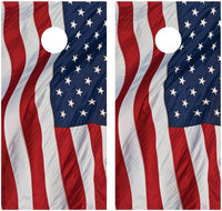 American Flag Waving Cornhole Wraps