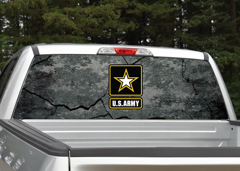 Army Cracked Rock Digital Camo Rear Window Decal