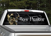 Bow Hunter Grim Reaper Black Wood Rear Window Decal
