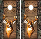 Buck Deer #2 Camo Wood Cross Heirs Cornhole Wraps
