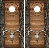 Buck Deer Skull Camo Wood Cross Heirs Cornhole Wraps