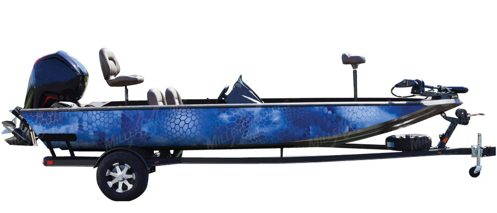 Chameleon Blue Camo Boat Wrap Kit