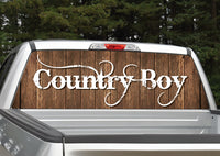 Country Boy Distressed Wood Rear Window Decal