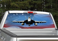 Fighter Jet American Flag Rear Window Decal