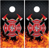 Firefighter Emblem Diamond Plate FIames