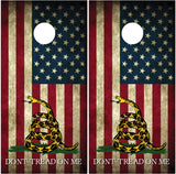 Gadsden American Flag #2 "Don't Tread On Me" Cornhole Wraps