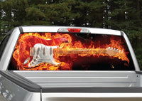 Guitar on Fire Rear Window Decal