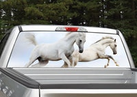 Horses Running (White) Rear Window Decal