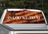 In God We Trust Distressed American Flag Rear Window Decal