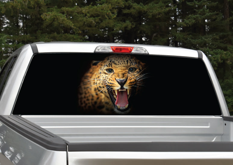 Leopard Jaguar Growling Rear Window Decal