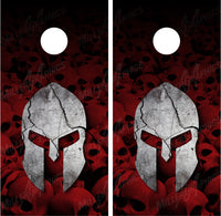 Spartan Helmet Cracked Rock Red Skulls