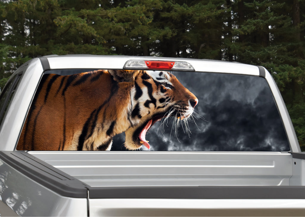 Tiger Roaring Rear Window Decal