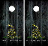 Gadsden Flag "Don't Tread On Me" Black Cornhole Wraps