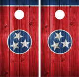 Tennessee Flag Distressed Wood Cornhole Wraps