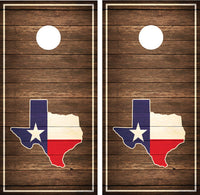 Texas State Flag Brown Distressed Wood Cornhole Wraps