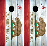 California Flag Distressed Wood Cornhole Wraps